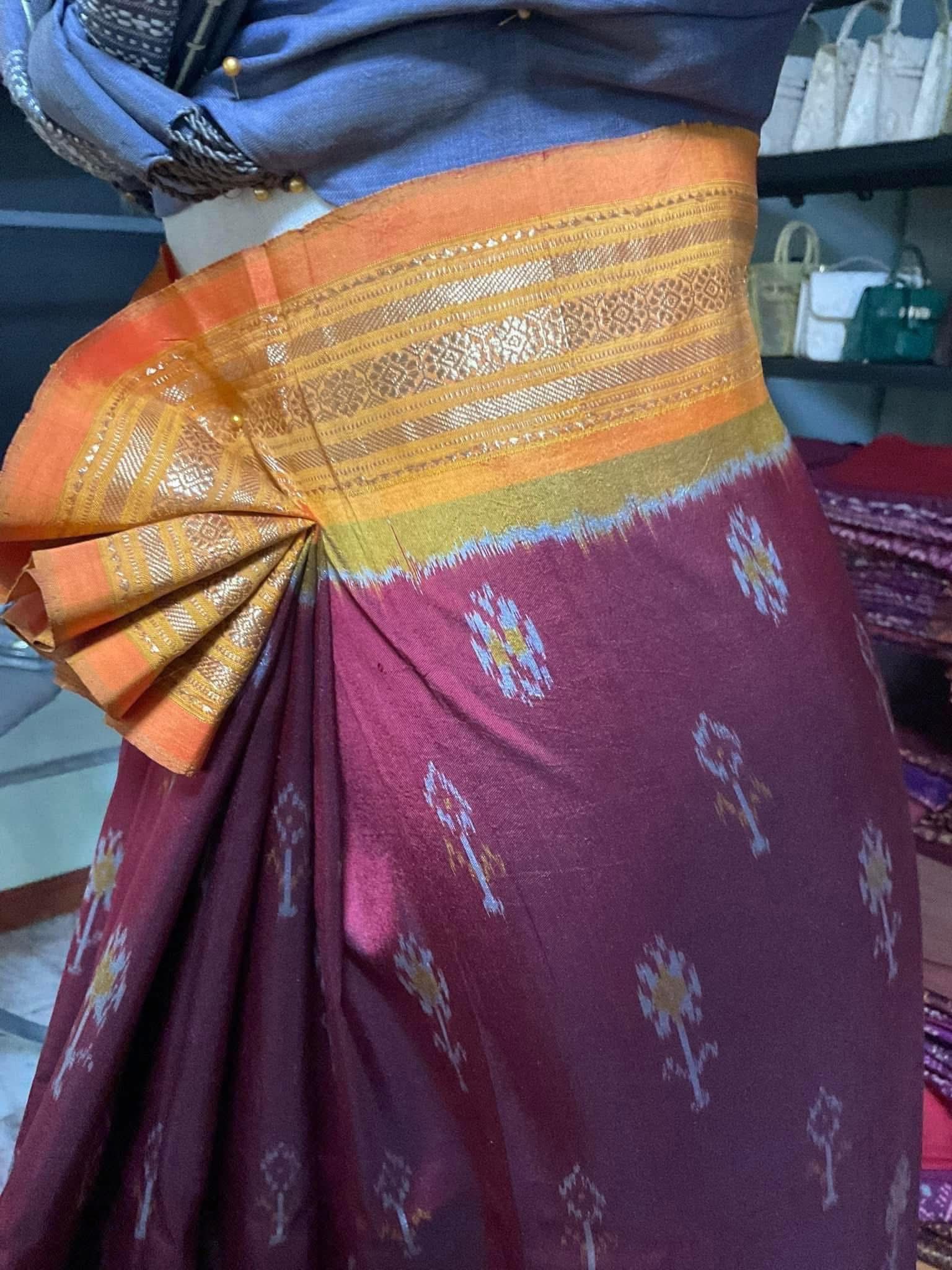 ซิ่น ไหมมัดหมี่ ผ้าปาโตล่า ขนาด 118x200ซม. พื้นสีแดงเชิงเหลือง รหัส N9-SIL-051768A9