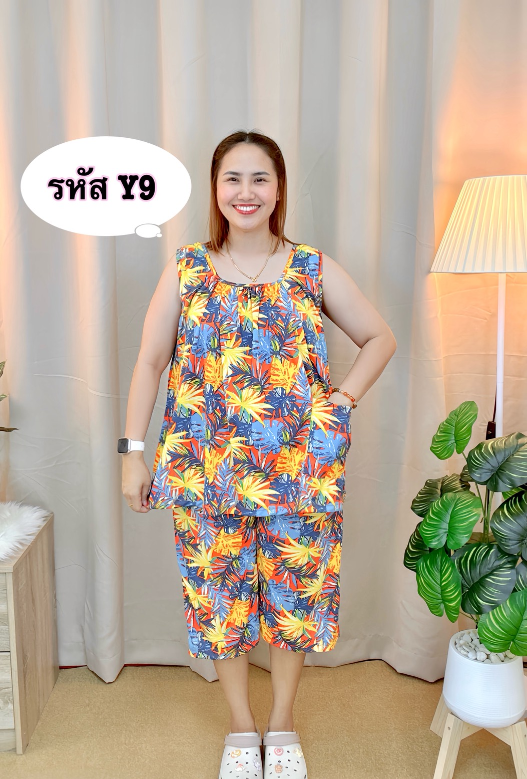 A15 ชุดเซ็ตคอกระเช้า เสื้อกางเกงผู้ใหญ่ ชุดใส่อยู่บ้าน ผ้าไมโครเนื้อนิ่ม ใส่สบาย