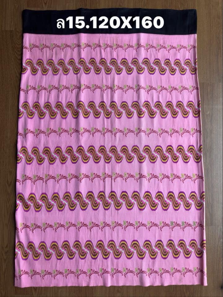ซิ่น ลุนตยาไหมแท้ ทอร้อยกระสวย ขนาด 120x160ซม พื้นสีชมพูนม รหัส N9-SIL-05086711299
