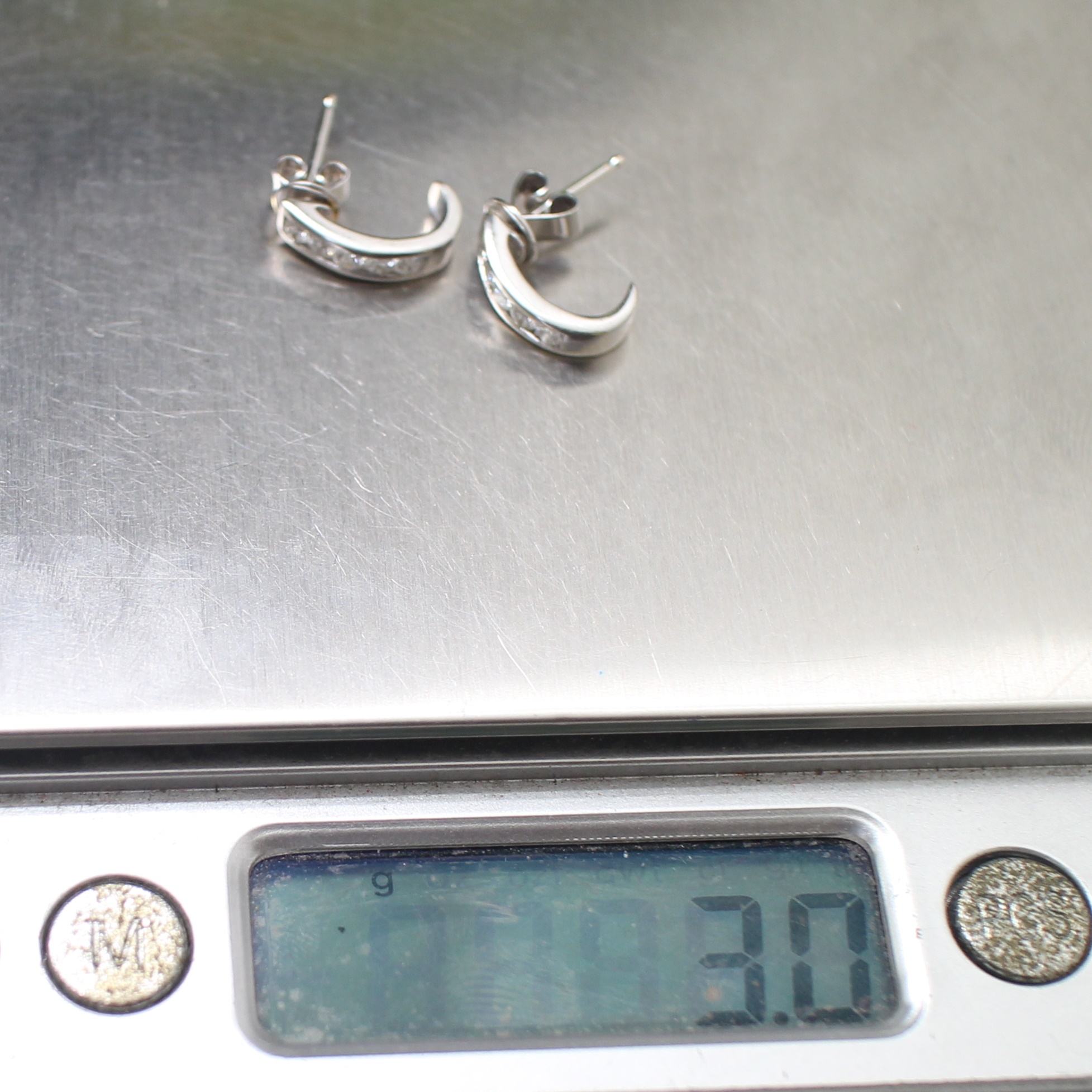 ER25163 ต่างหูเพชรแถว เพชรแท้ 10 เม็ด 0.40 กะรัต ทองแท้ 18k นน.รวม 3 กรัม