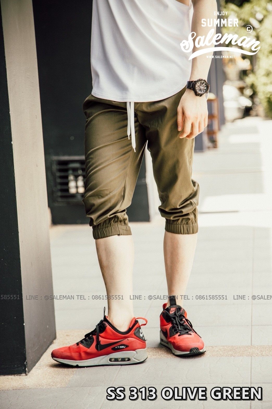 กางเกงสามส่วน พรีเมี่ยม ผ้า COTTON รหัส SS 313 OLIVE GREEN ขี้ม้า
