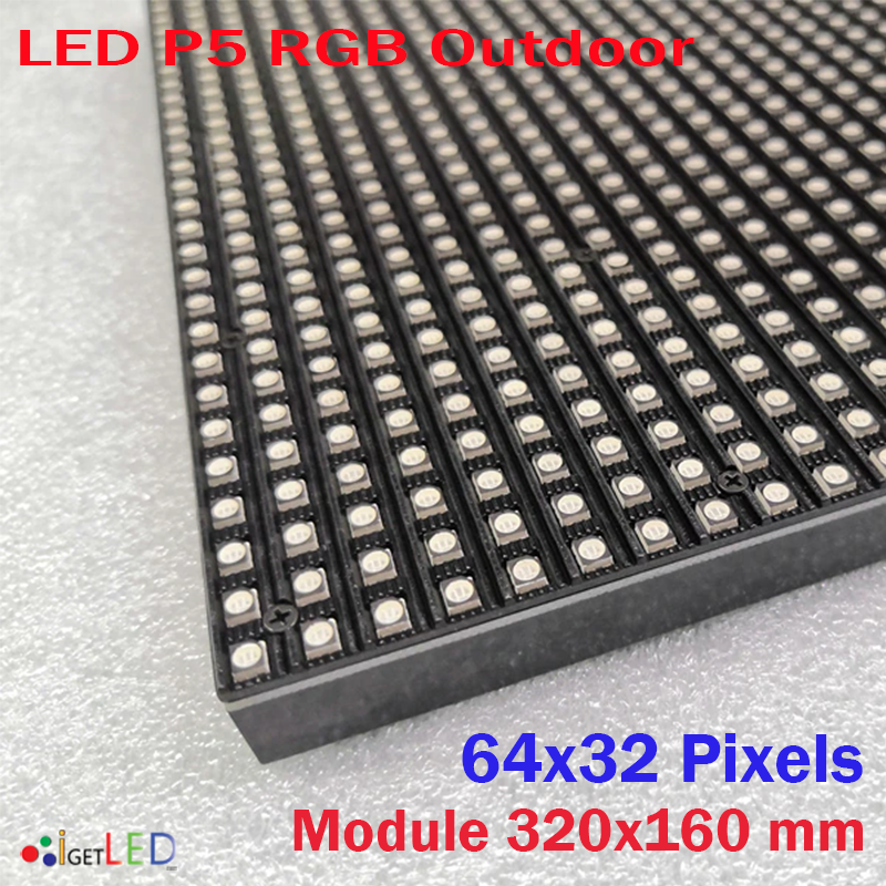 LED P5 OUTDOOR RGB โมดูลสีเต็มจอแสดงผล LED 64x32 พิกเซลแผง Dot Matrix จอแสดงผล P5 SMD RGB โมดูล