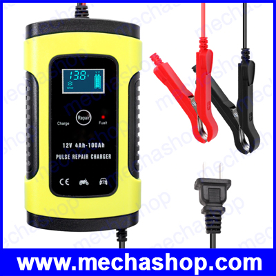 เครื่องชาร์ทและซ่อมแซมเซลล์แบตเตอรี่ 12V 6A 100Ah Full Automatic Car Battery Charger Intelligent Fast Power Charging Pulse Repair Chargers Wet Dry Lead Acid Battery-charge