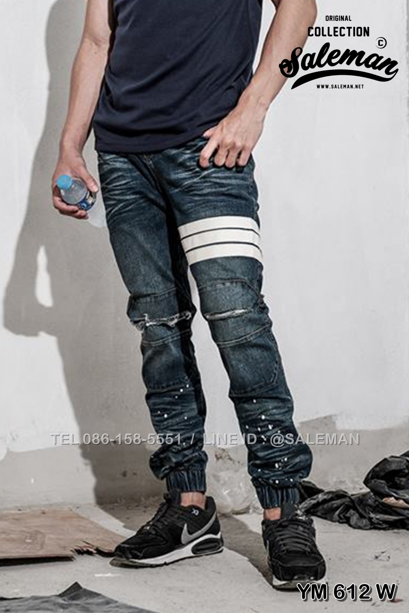 STRETCH JEANS JOGGER PANTS | ขาจั๊มยีนส์ยืด YM612 W