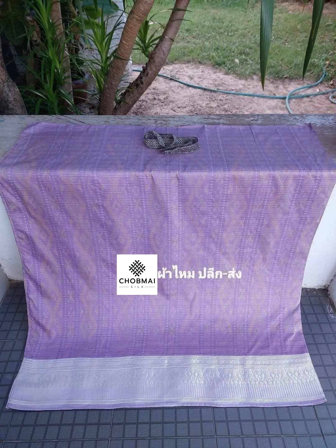 ซิ่นผ้าไหม กาบบัว ต่อตีนตวย(เย็บถุงแล้ว) ไหมแท้ ขนาด 113x200ซม. สีม่วงพาสเทล รหัส WN-103-05276824