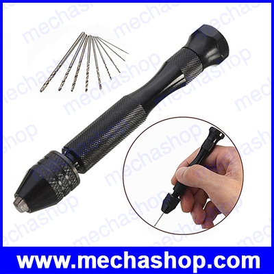 สว่านมือขนาดเล็ก พร้อมดอกเจาะ 10 ดอก 0.3-3.2mm Mini Hand Drill with Keyless Chuck + 10Pcs Twist Drill Bits Drilling Rotary