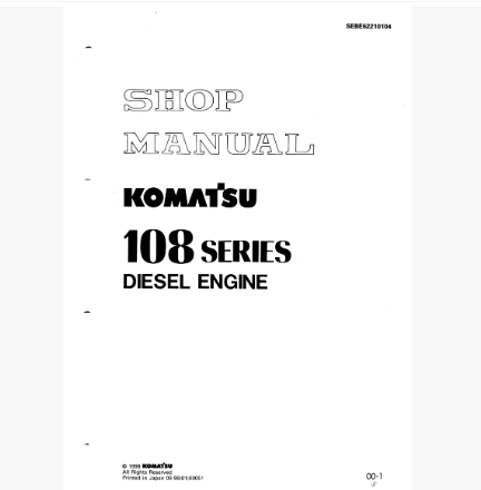 หนังสือ คู่มือซ่อม โอเวอร์ฮอล วงจรไฟฟ้า จักรกลหนัก DIESEL ENGINE 108 SERIES