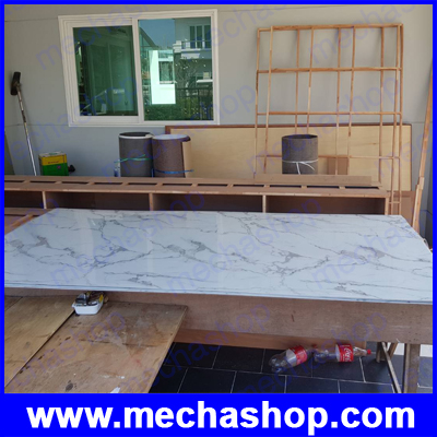 UV Marble Board แผ่นลายหินอ่อน ไม้เทียม แผ่นหินเทียม หินวีเนียร์ ตกแต่งบ้าน ตกแต่งผนัง รุ่น White Size: W1220mm * L2440mm* 2.5mm Material: Pvc Resin & Calcium Powder