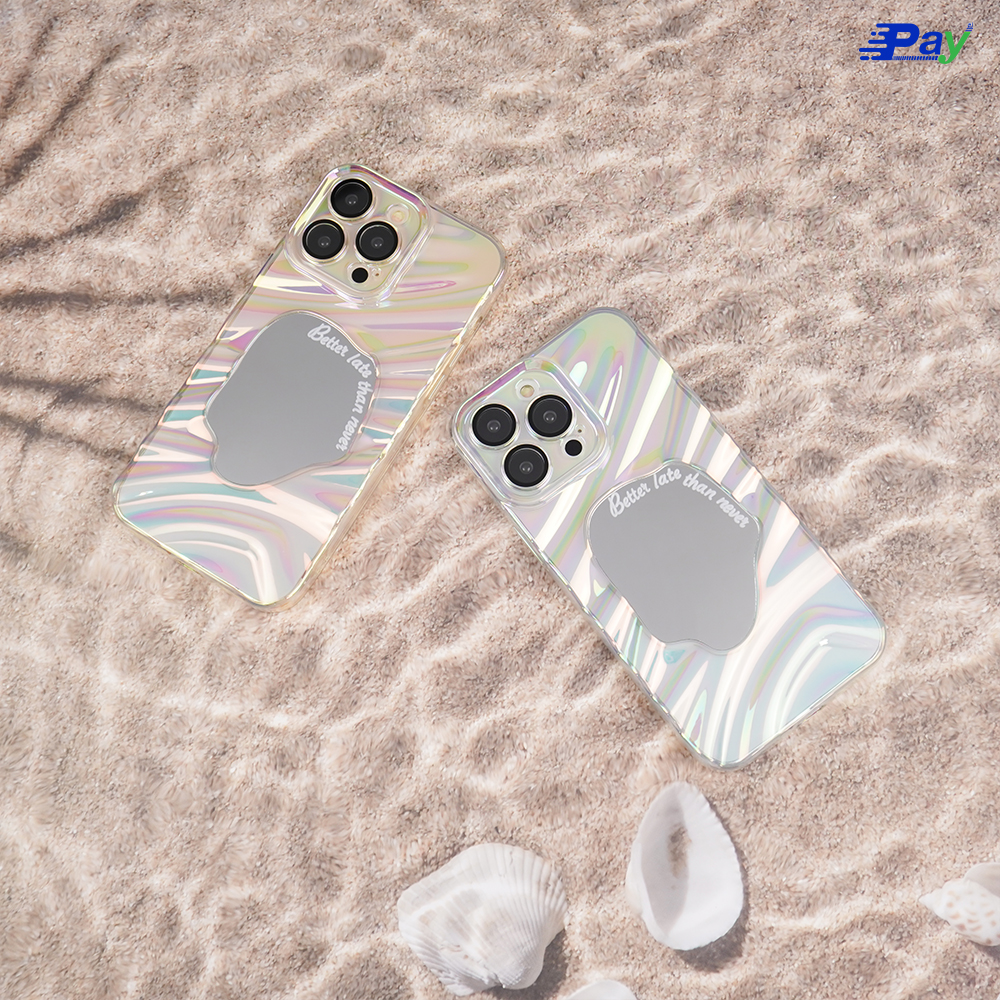 เคสโทรศัพท์ iPhone City Dog Aurora ลายคลื่นน้ำ มีกระจก สำหรับ 14ProMax/13/11