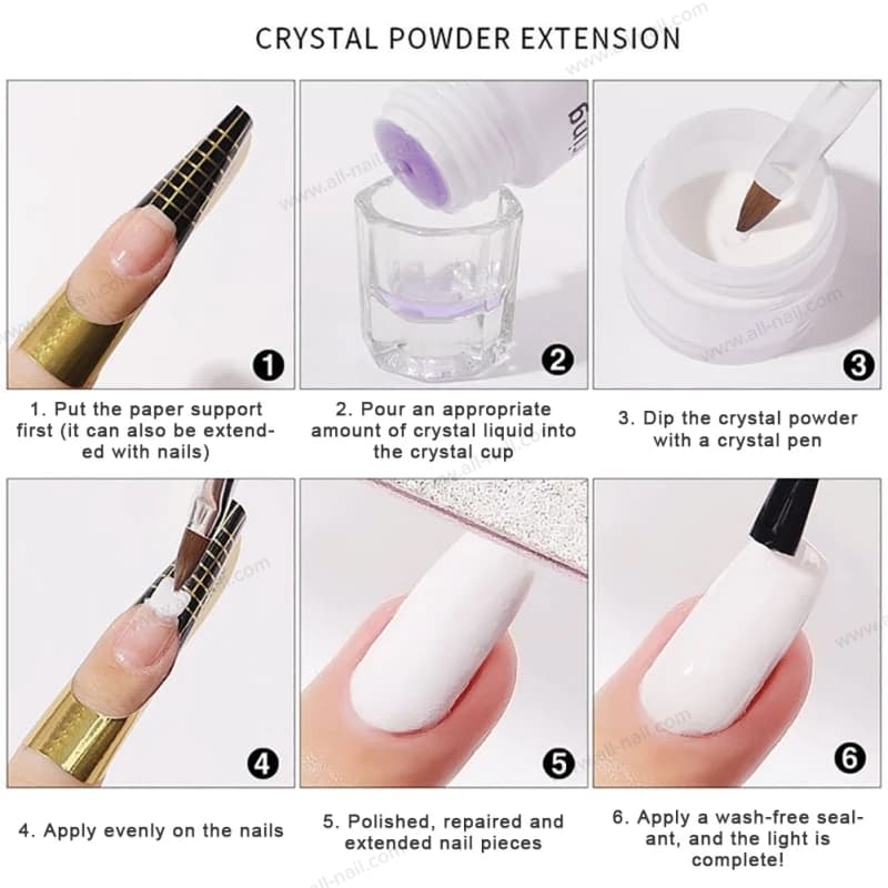 ชุดต่ออะคริลิค ชุดต่อเล็บ ครบเซ็ต (1ชุด/ผง,น้ำยา,พู่กัน,ถ้วย)