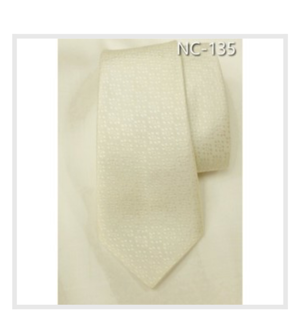 เนคไทผ้าไหมยกดอก ขนาดกว้าง 3.0 นิ้ว สีครีม รหัส NC-135