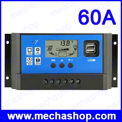 โซล่าชาร์จเจอร์ โซล่าชาร์จคอนโทรลเลอร์ 60A 12/24V Auto Solar Charge Controller PWM Controllers LCD Dual USB 5V 780W (12V),1560W(24V)