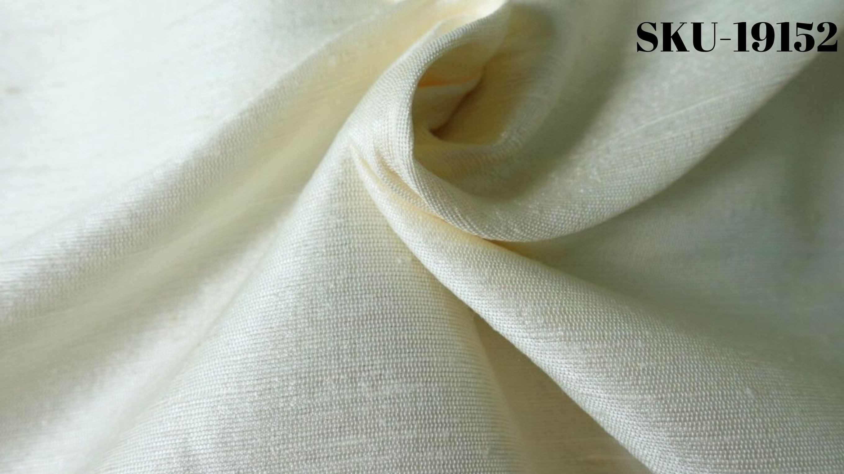 ผ้าไหมสีพื้น ไหมลืบเนื้อเบา ไหมแท้มีขี้ไหม สีครีมงาช้าง ไม่อาบน้ำยา (ราคาต่อหลา) รหัส D-NY-SKU-19152