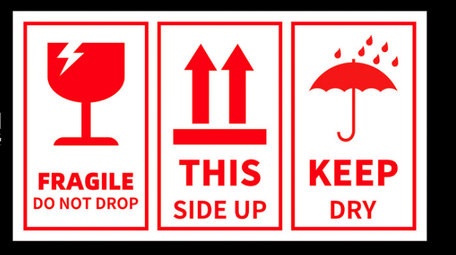 สติ๊กเกอร์แจ้งเตือนแบบแปะกล่อง 100 แผ่น/แบบ