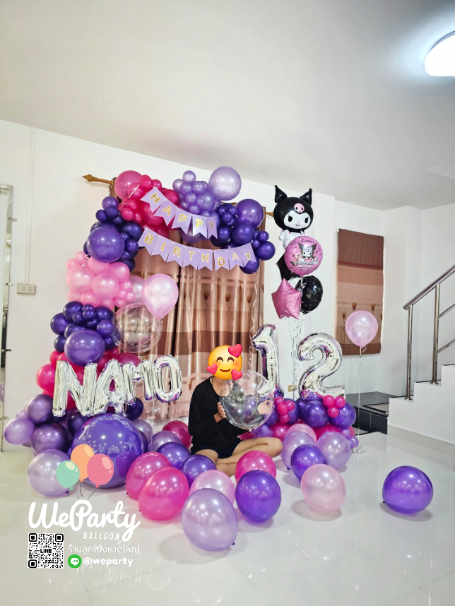 HBD KUROMI ลูกโป่งวันเกิดคุโรมิ (with Helium)💖สนใจติดต่อสั่งซื้อ Line: @weparty (มี@ ด้านหน้า)