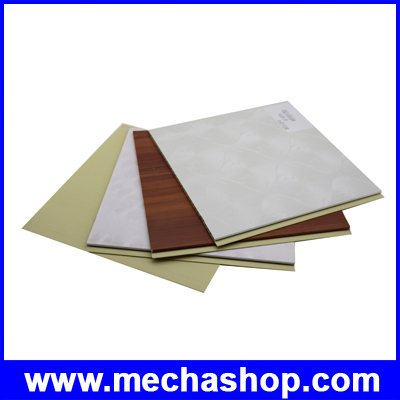 PVC Wall Panel แผ่นไม้เทียมตกแต่งบ้าน ตกแต่งผนัง ฝ้าเพดาน สีสักทอง Lock Type ขนาด 400x8x2800mm วัสดุ Pvc Resin & Calcium Powder