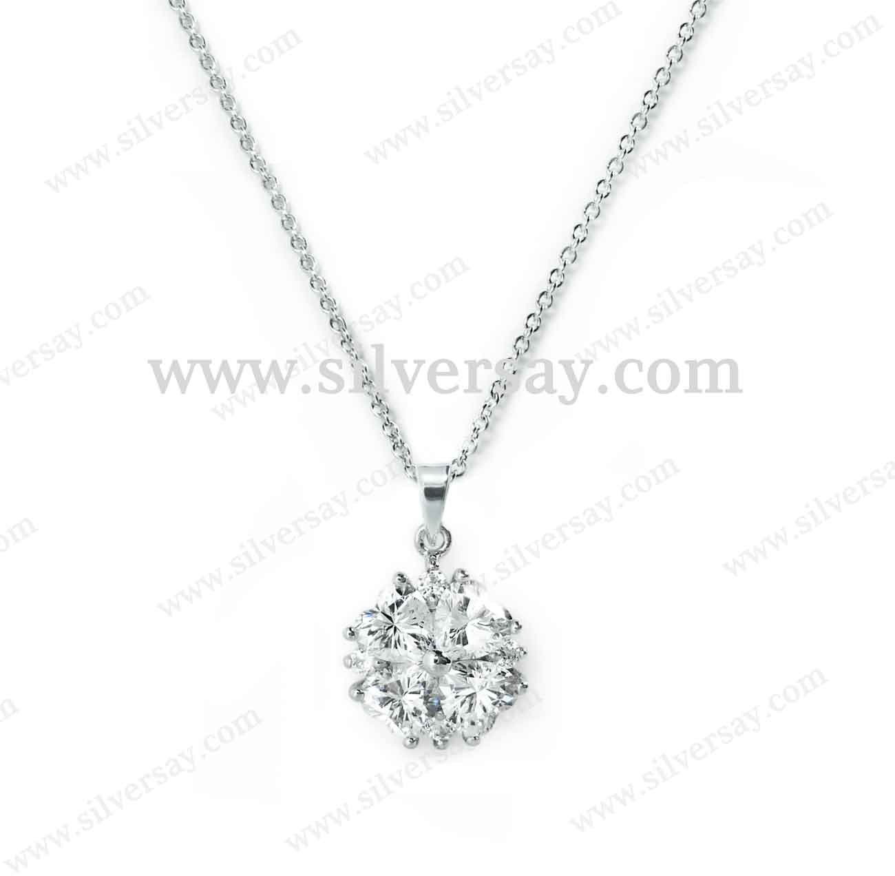 จี้เพชรสวิสรูปหัวใจสี่ทิศใบโคลเวอร์ Clover 4