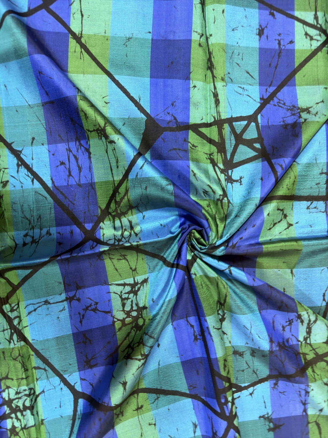 ผ้าไหมทอมือบาติก สีเขียวน้ำเงิน (ราคาต่อเมตร) รหัส A11-Kaya-1204683