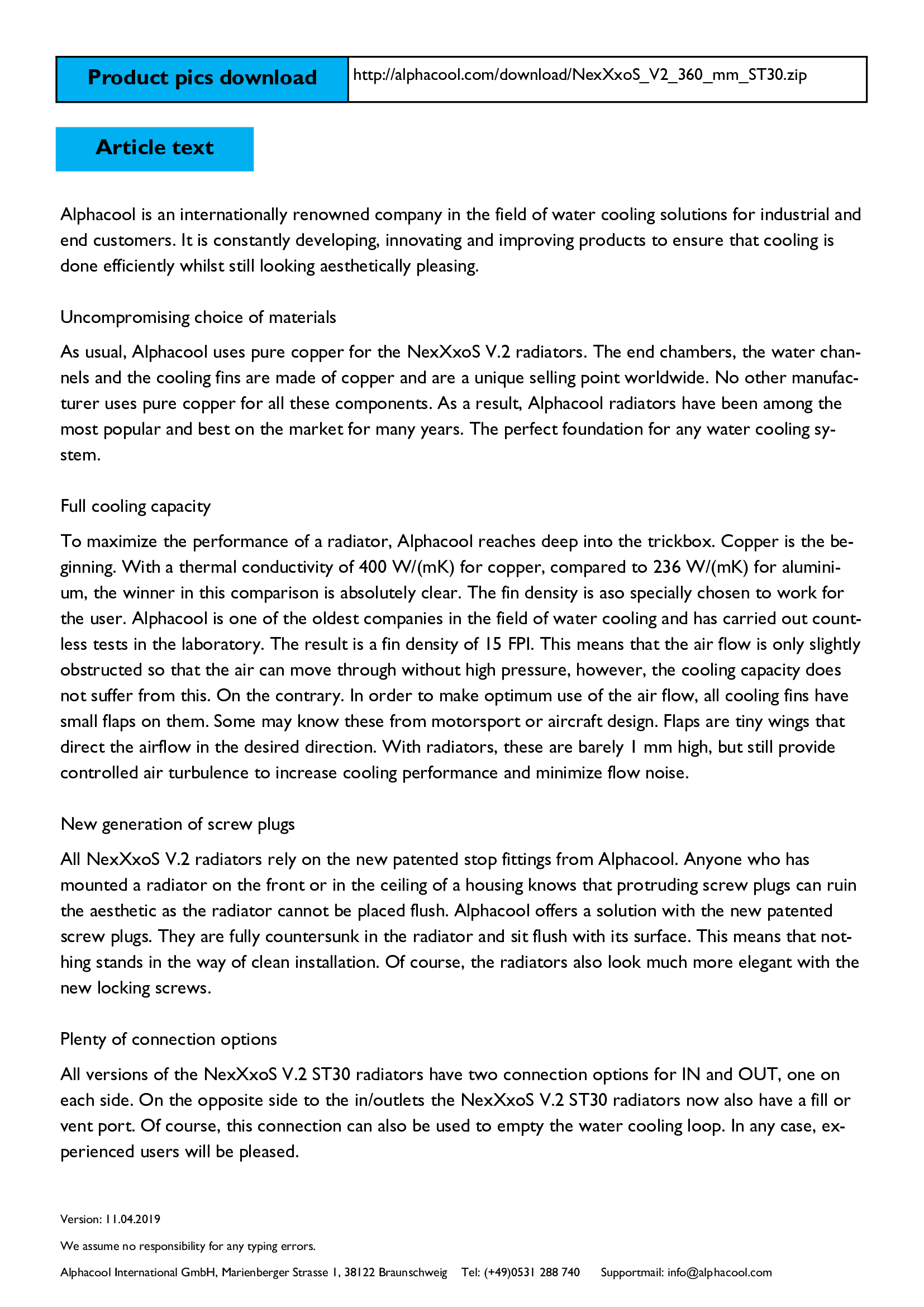 Alphacool NexXxoS ST30 Full Copper 360mm radiator V.2