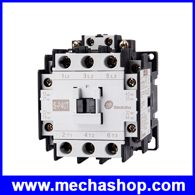 แมกเนติกคอนแทคเตอร์ อุปกรณ์ควบคุมการทำงานของมอเตอร์ Coil 220V 50A Shihlin Mangnetic Contactor S-P40T คุณภาพเทียบเท่า Mitsubishi