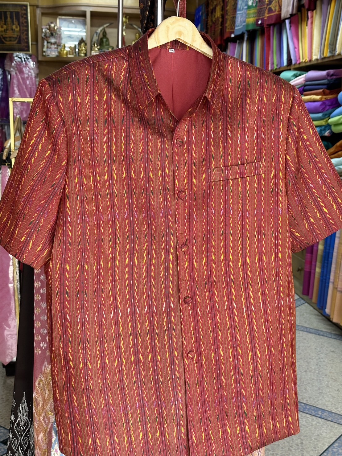 เสื้อผ้าไหมลายโฮล พื้นสีแดง Size3XLอก47 ทรง DR-ST0313661