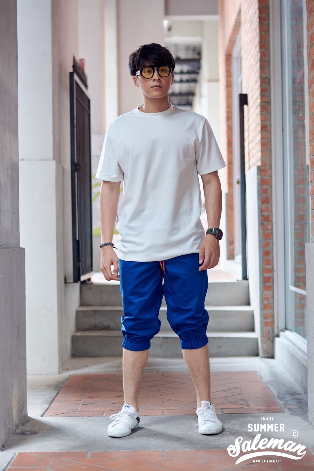 กางเกงขาสามส่วนCOTTON รหัสSS 306 RB สีน้ำเงิน