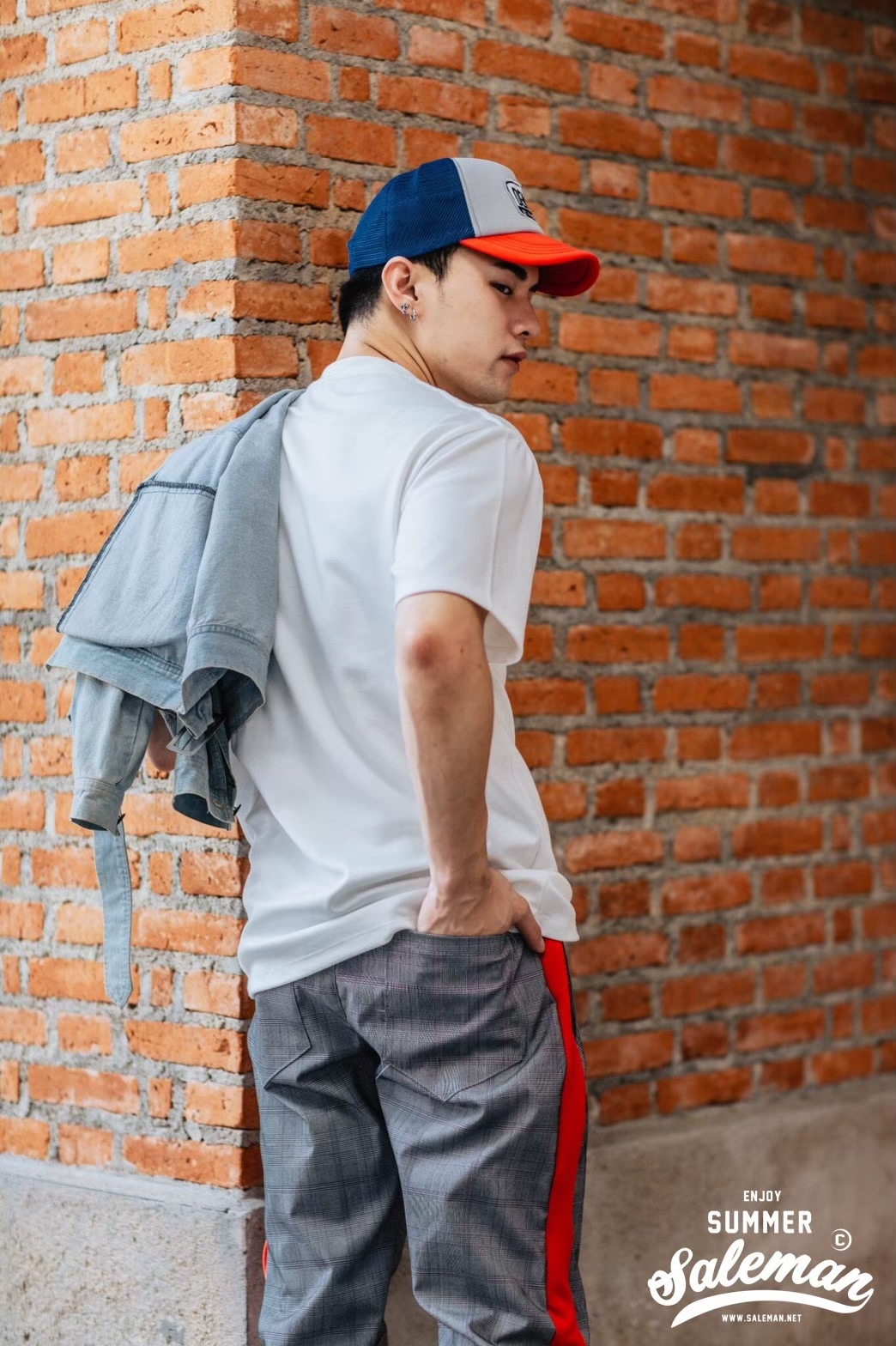 กางเกง Jogger ขาจั๊ม พรีเมี่ยม รหัส SC 616 R สก็อตแถบข้างแดง