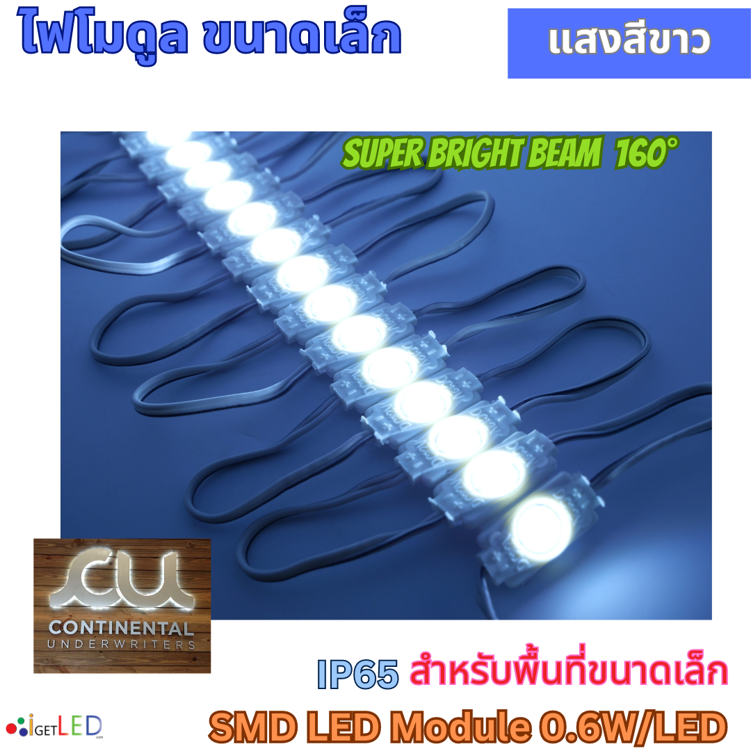 LED Module 1เม็ดไฟ สีขาว โมดูล ขนาดเล็ก 12V 0.6W 1LED เลนส์กระจายแสง ไฟป้ายอักษร ไฟงานป้าย กันน้ำ เลนส์กระจายแสง [20ตัว]