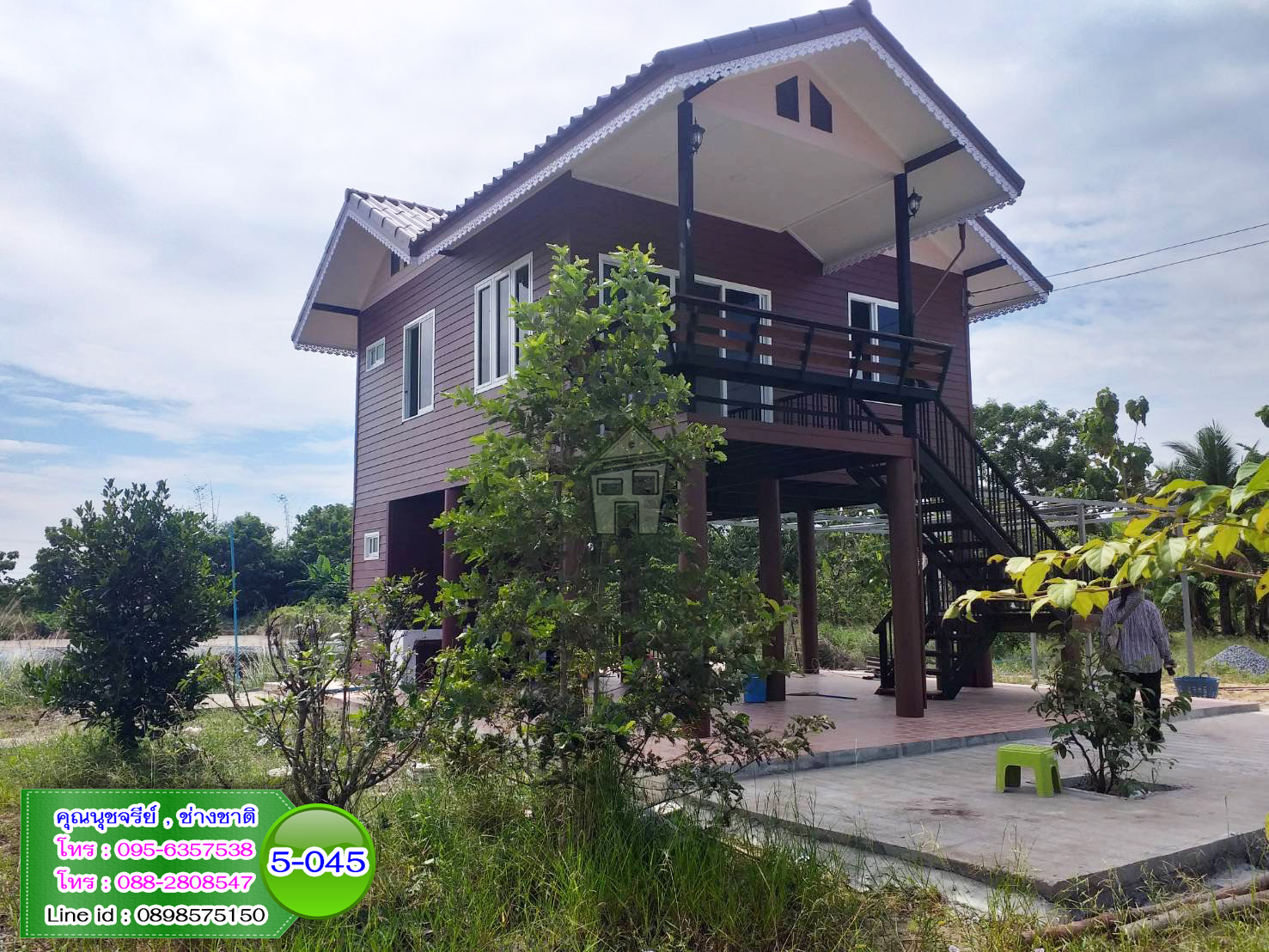 5-045 บ้านน็อคดาวน์ - บ้านหลังใหญ่ - ทรงจั่วมุกซ้อน