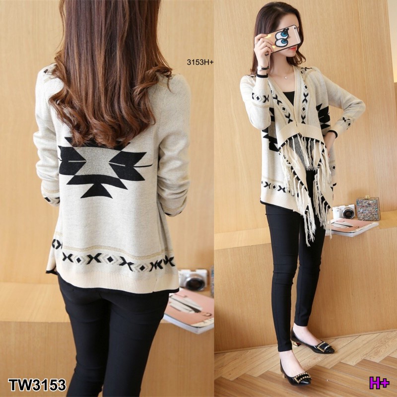 เสื้อคลุมไหมพรมลายโบฮีเมี่ยน TW3153