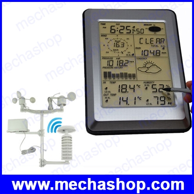 ชุดเครื่องวัดสภาพอากาศ Wireless Weather Station Touch Panel w/ Solar sensor, w/ PC interface