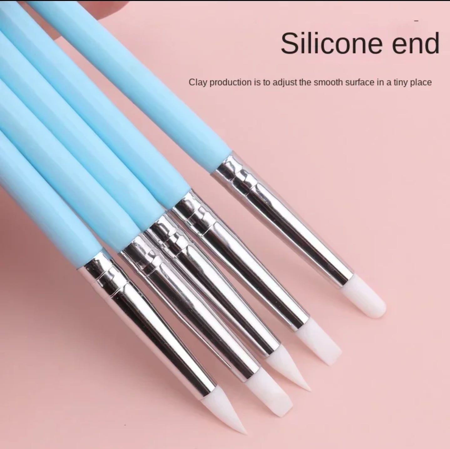 พู่กัน2in1 หัวยางซิลิโคน และ หัวกลมสแตนเลส ไม้ดอททำลายจุด 5แท่ง/เซต