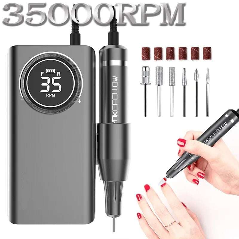 เครื่องเจียรเล็บไฟฟ้า ที่เจียรเล็บ มีแบตในตัว 35000RPM