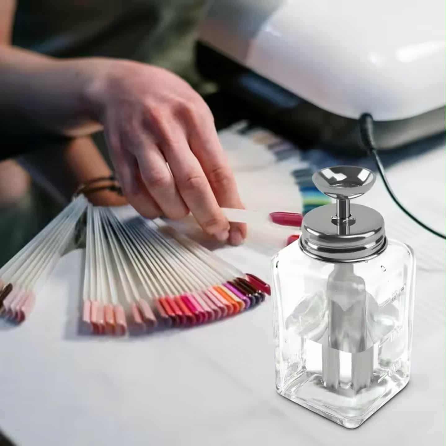 ขวดปั๊มแก้ว หัวสแตนเลส ขวดปั๊มน้ำยาล้างเล็บ ขวดกดแอลกอฮอล์ ปั๊มน้ำยาต่างๆ 180ml