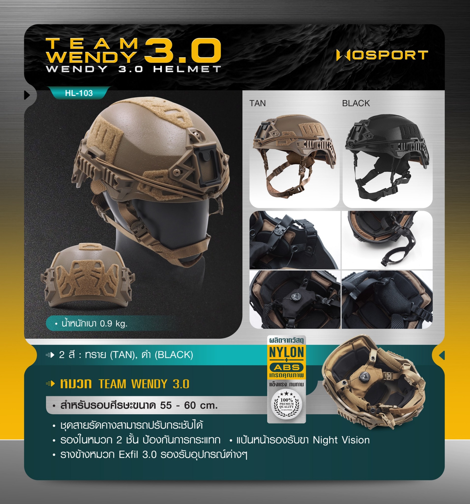 DC853 หมวก Team Wendy 3.0 [ HL-103 ] Wosport