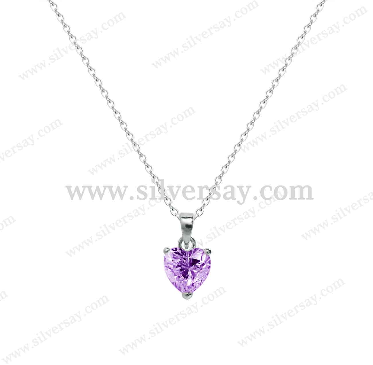 จี้เพชรสวิสรูปหัวใจ : จี้หัวใจสีม่วงลาเวนเดอร์
