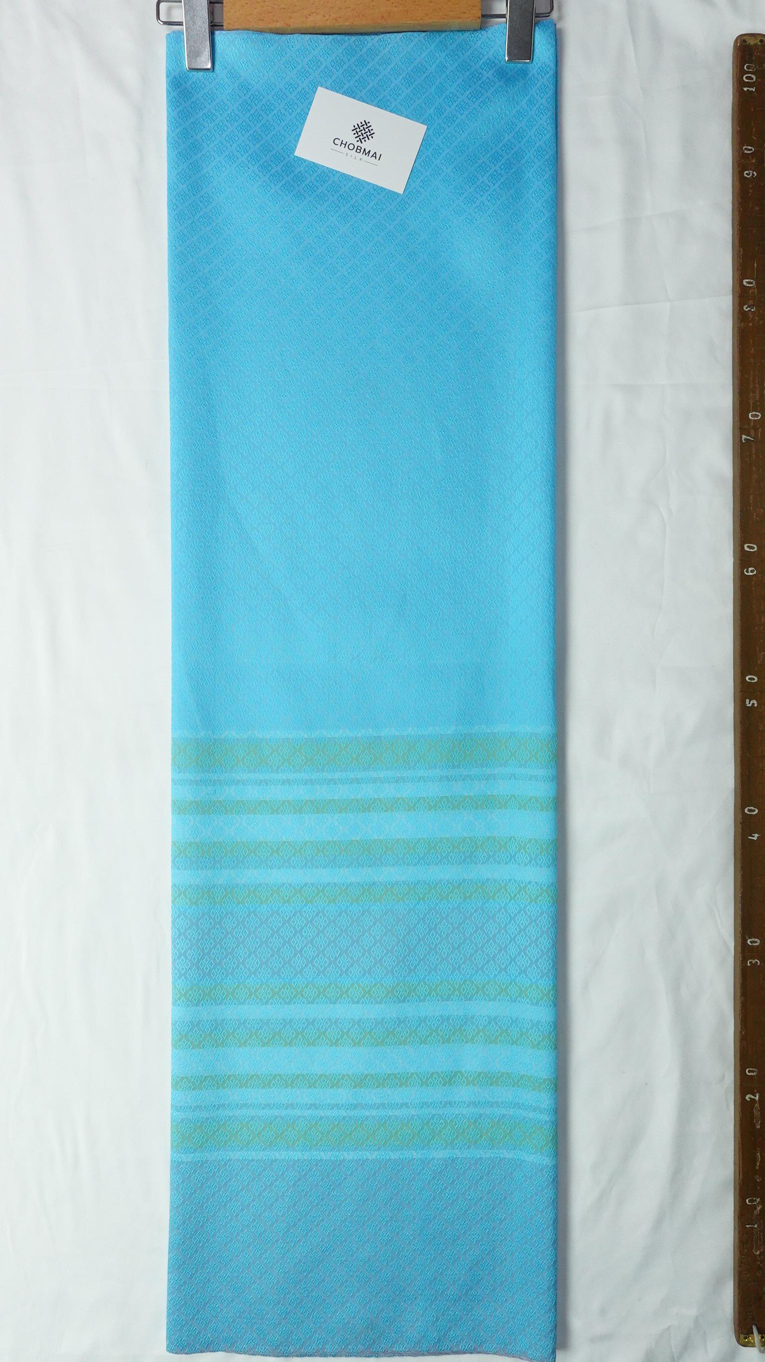 ซิ่น ผ้าไหม ยกดอกมีเชิง ขนาด 1x2หลา ไหมแท้ เฉดสีฟ้า รหัส B7-NY-01246895