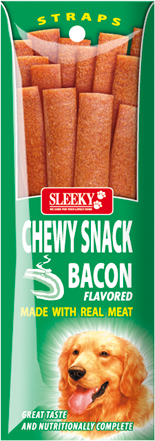 ขนมสุนัข SLEEKY ชิววี่สแน็ค รสเบคอน (ชนิดแผ่น - สำหรับหมาใหญ่)