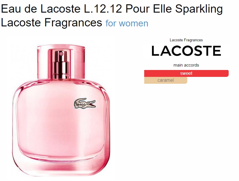 น้ำหอม Eau de Lacoste L.12.12 Pour Elle Sparkling Lacoste for women 100ml กล่องเทส