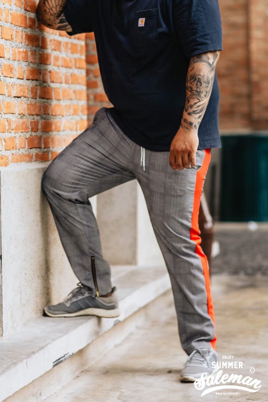กางเกง Jogger ขาจั๊ม พรีเมี่ยม รหัส SC 616 R สก็อตแถบข้างแดง