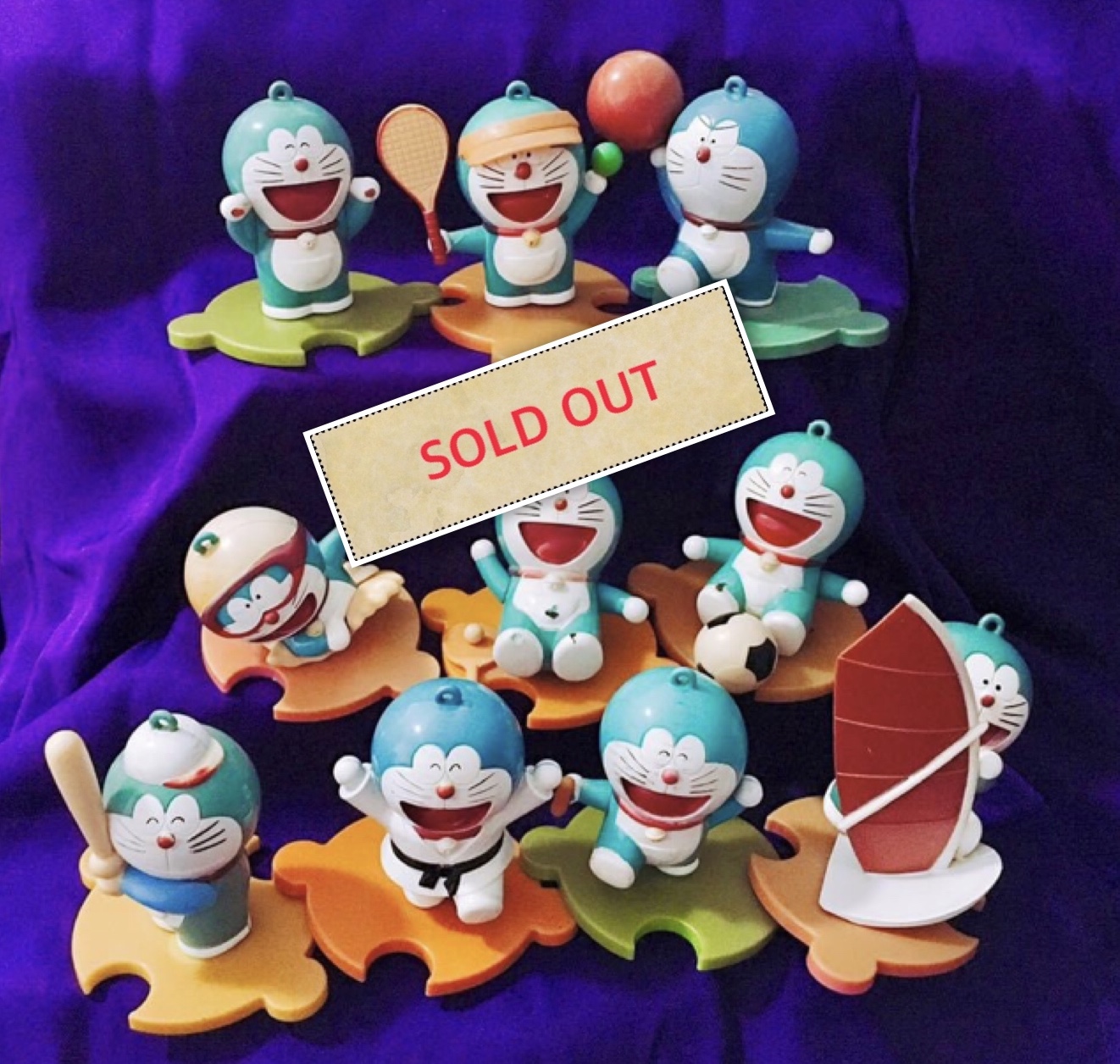 ตุ๊กตาโดราเอมอน เล่นกีฬา 10 แบบ ครบเซ็ท ของพรีเมี่ยมพิเศษ จาก 7-11 เป็นสินค้าหายาก