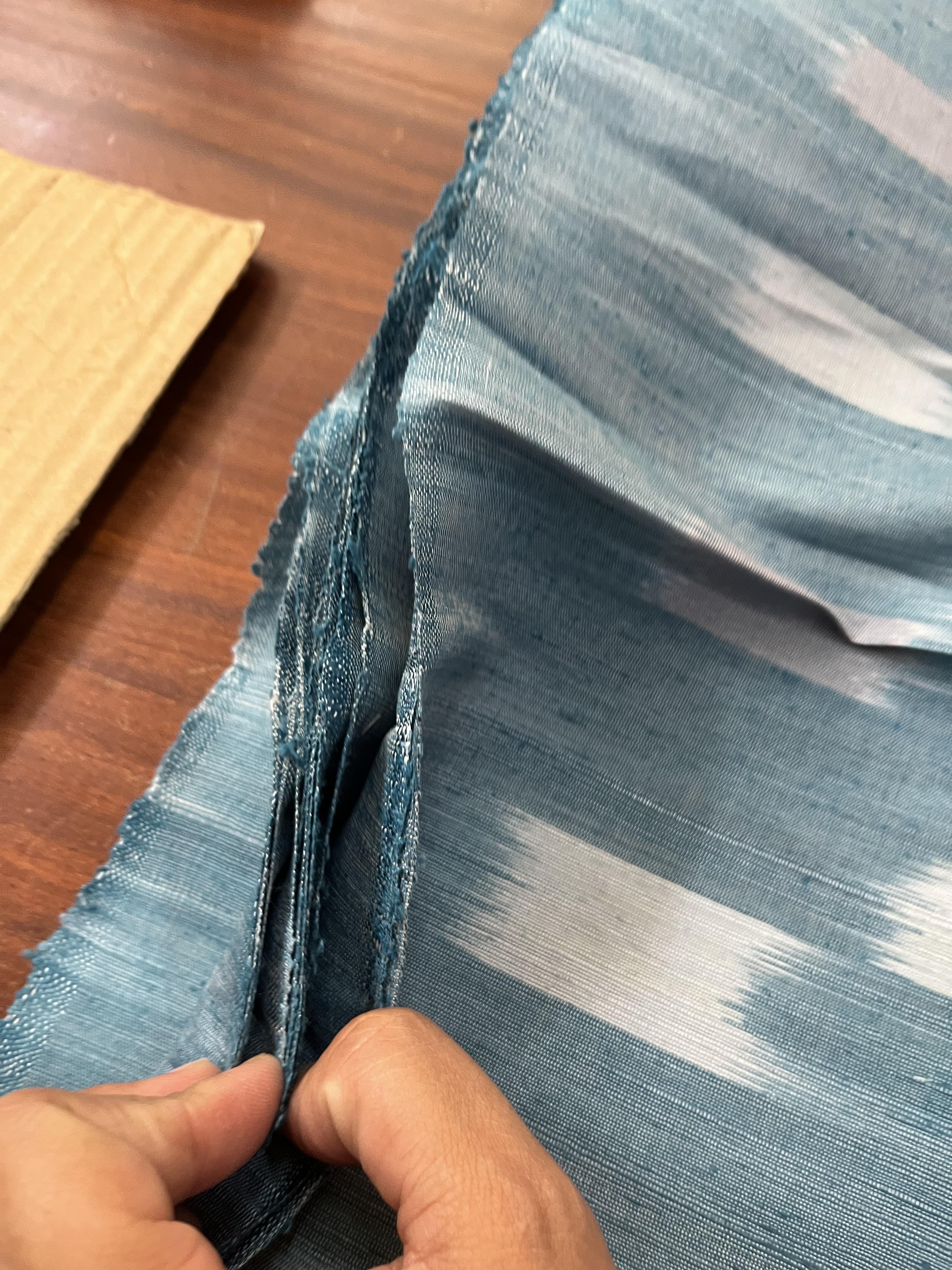 ผ้าไหมมัดหมี่ เนื้อหยาบนุ่ม หน้ากว้าง 78 ซม. สีฟ้าเทา (ราคาต่อหลา) รหัส MMFZ-CT-06116812