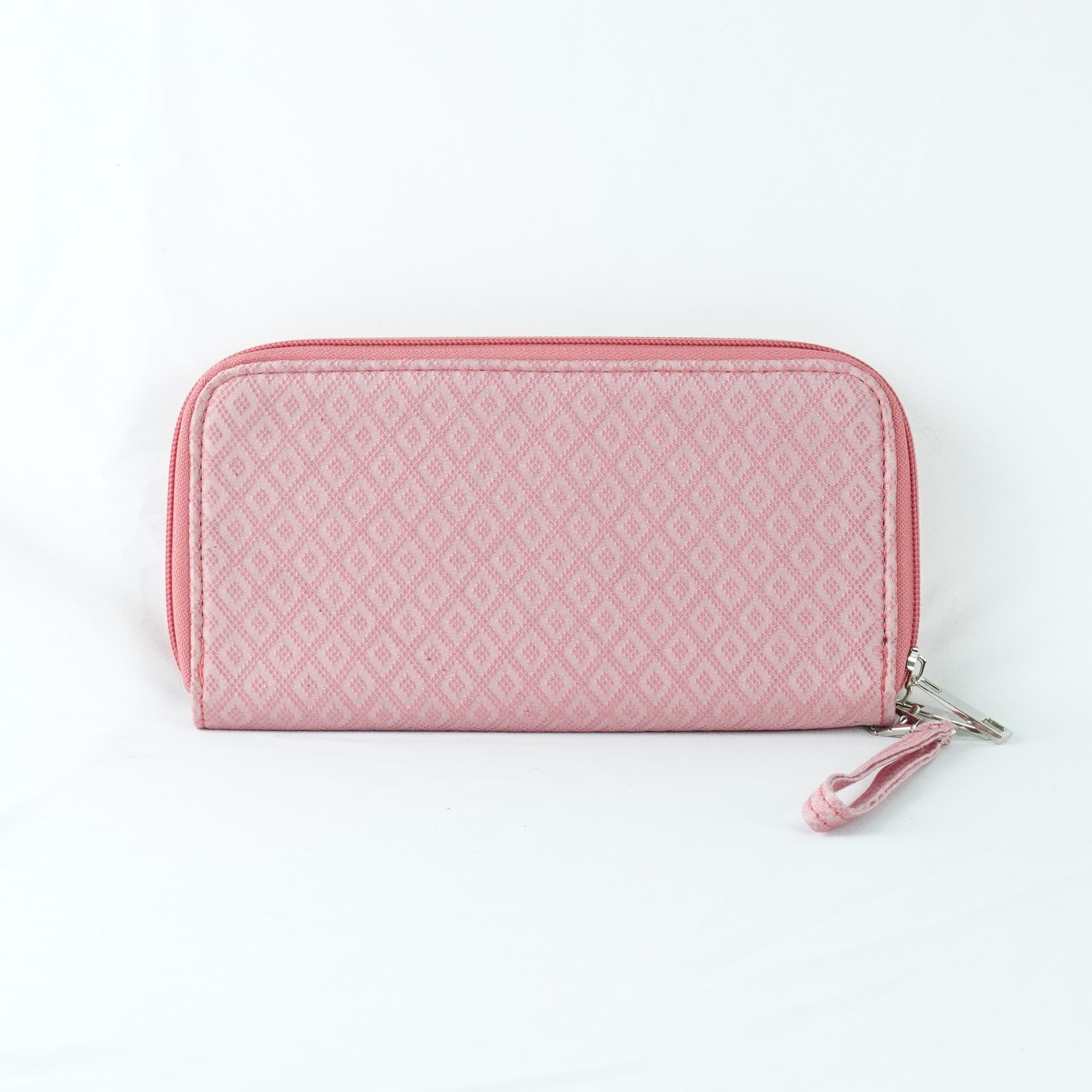 กระเป๋าเงินผ้าไหม ซิปรอบ2ซิป ขนาด 3x11x21ซม.พื้นสีชมพู รหัส GM-TT-060568178