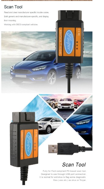 เครื่องอ่านรหัสผ่าน OBD II F-super เครื่องมือสแกน USB สำหรับฟอร์ดเบนซิน% 26amp; สำหรับรถยนต์ดีเซล