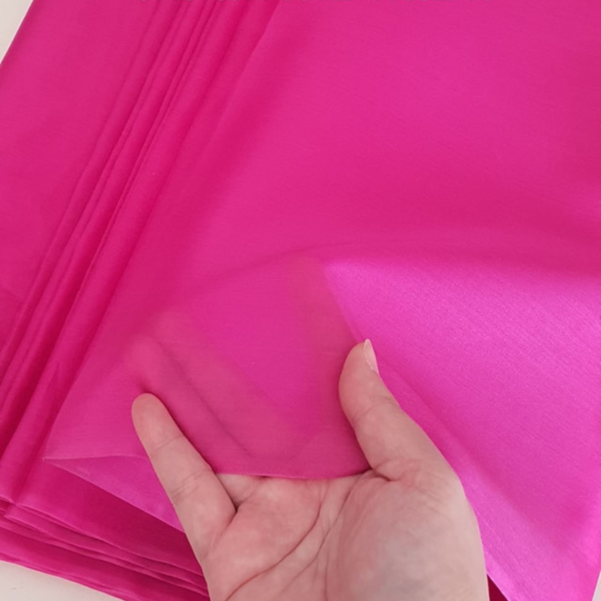 ผ้าไหมแก้ว ไหมแท้ 100% เนื้อโปร่งบางเบา สีชมพูบานเย็น ตัดขายตามความยาวหลา รหัส C1-115-19