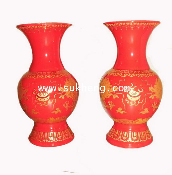แจกันเซรามิคป่องกลางลายมังกร ขนาดสูง 8 นิ้ว