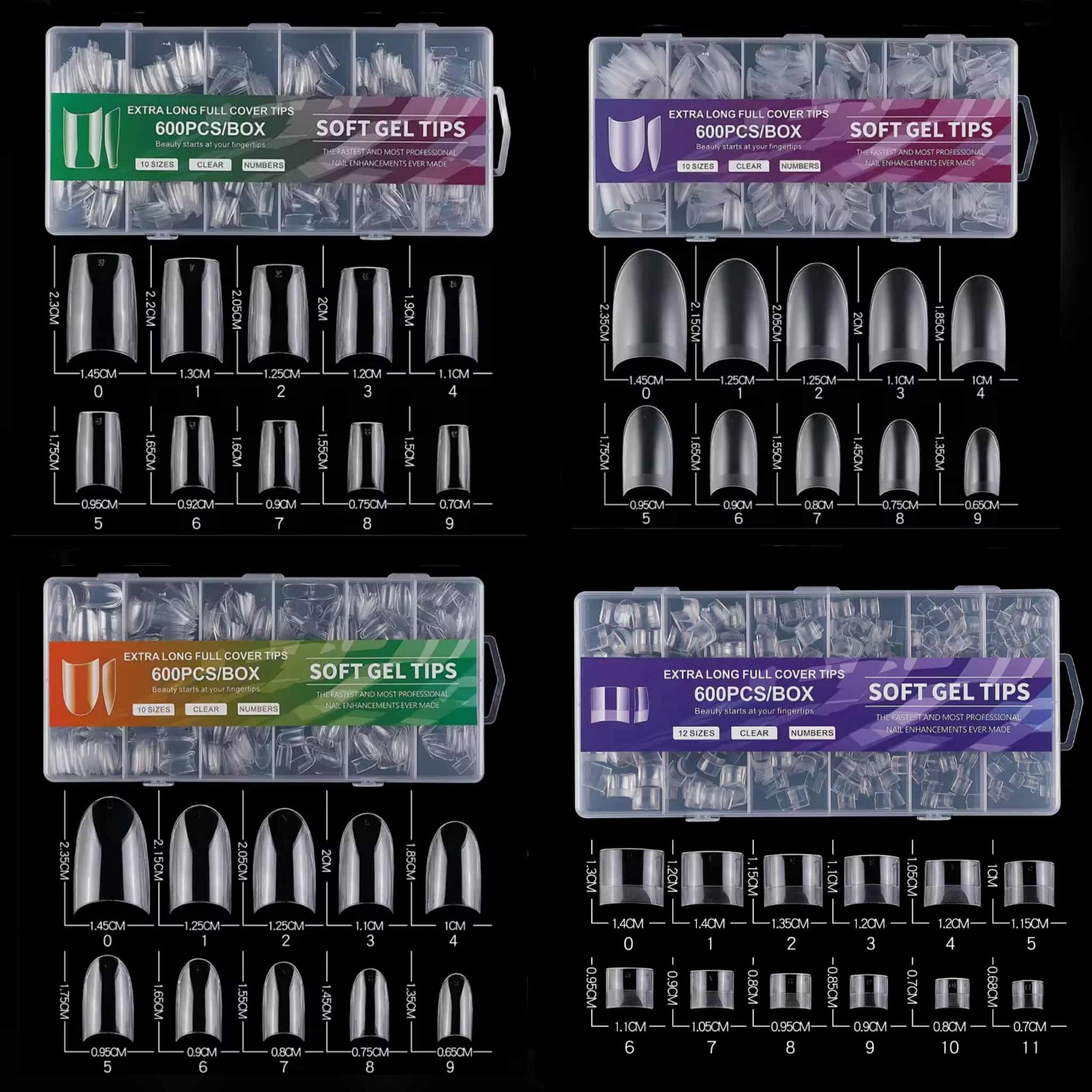 เล็บทิป ทิปต่อปลายเล็บ เล็บปลอมสั้น SOFT GEL TIPS 600ชิ้น/กล่อง
