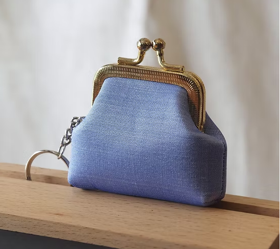 กระเป๋าสตางค์ ใส่เหรียญ ขนาด 7x7x2.5cm. สีฟ้าอมม่วง GL-CT-103477