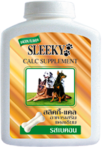 แคลเซียมสุนัข SLEEKY (สลิคกี้) บำรุงร่างกายและกระดูก รสเบคอน สำหรับหมาทุกพันธุ์ - ขวดกลาง 350 กรัม