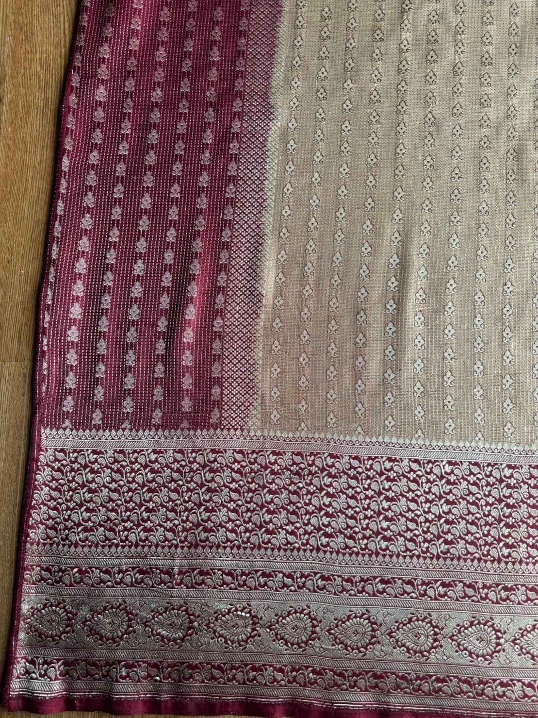 ซิ่น ผ้าปาโตล่า ไหมแท้ มีหน้านาง ขนาด 112x230ซม. พื้นสีแดง-เหลืองทอง รหัส N9-SIL-GN6